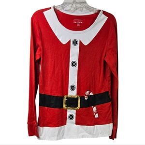 Youth XL Santa Shirt Christmas Tee Fitted Red Festive Holiday St Nick Costume